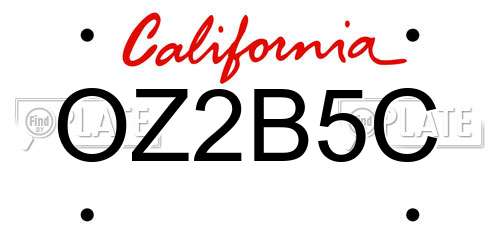 OZ2B5C California License Plate