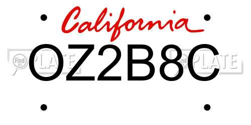 OZ2B8C California License Plate