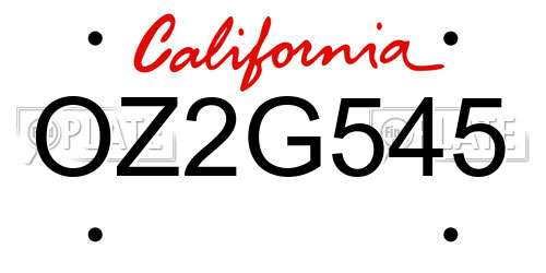 OZ2G545 California License Plate