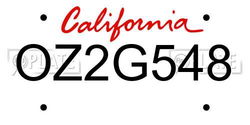 OZ2G548 California License Plate