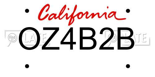 OZ4B2B California License Plate