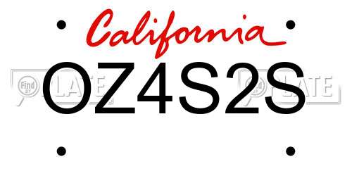 OZ4S2S California License Plate