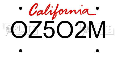 OZ5O2M California License Plate