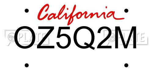 OZ5Q2M California License Plate