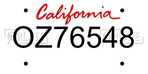 OZ76548 California License Plate