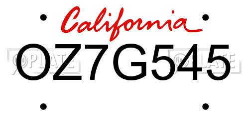 OZ7G545 California License Plate