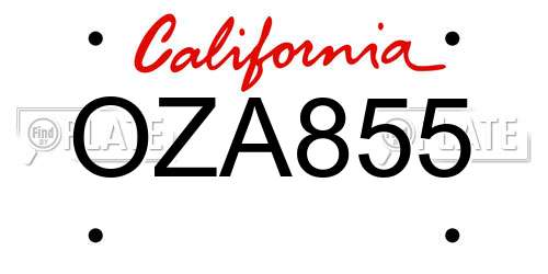 OZA855 California License Plate