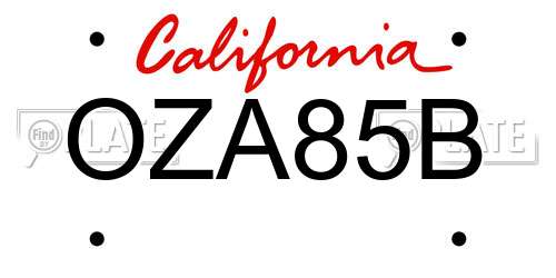 OZA85B California License Plate