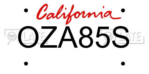 OZA85S California License Plate