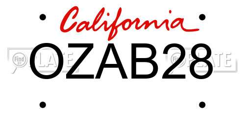 OZAB28 California License Plate