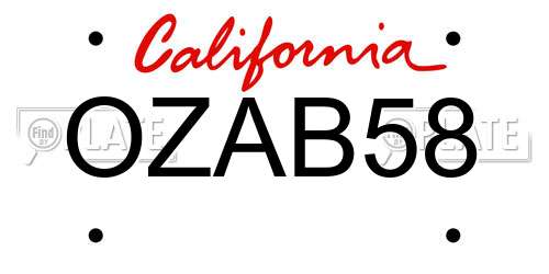 OZAB58 California License Plate
