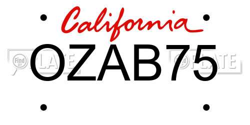 OZAB75 California License Plate