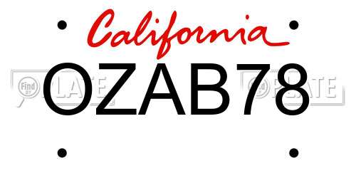 OZAB78 California License Plate