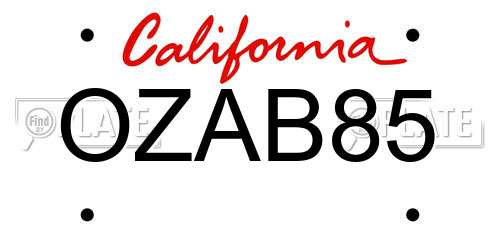 OZAB85 California License Plate