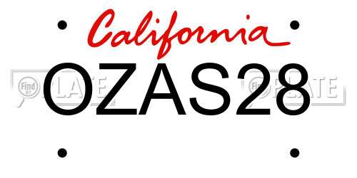 OZAS28 California License Plate