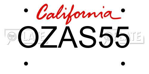OZAS55 California License Plate
