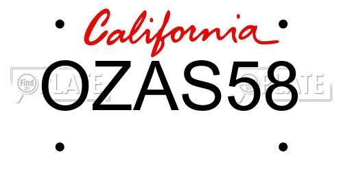 OZAS58 California License Plate