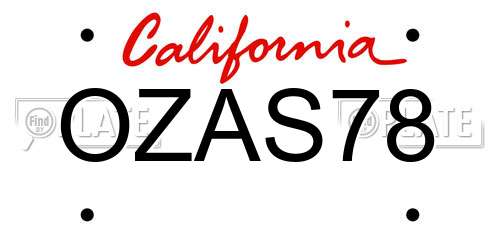 OZAS78 California License Plate