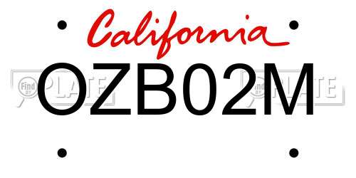 OZB02M California License Plate