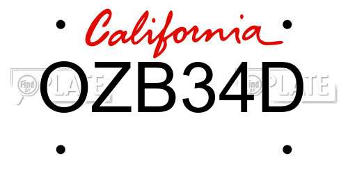OZB34D California License Plate