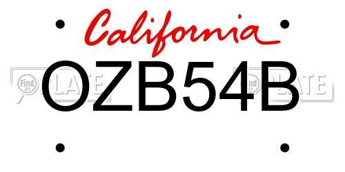 OZB54B California License Plate