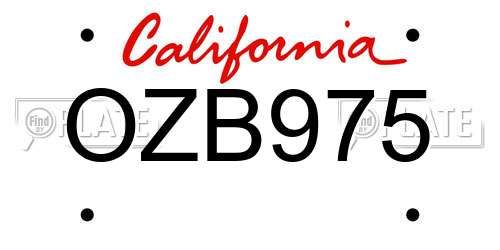 OZB975 California License Plate