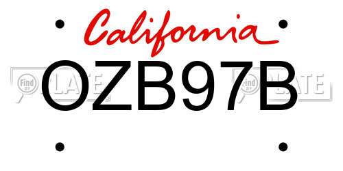 OZB97B California License Plate
