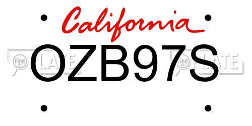 OZB97S California License Plate