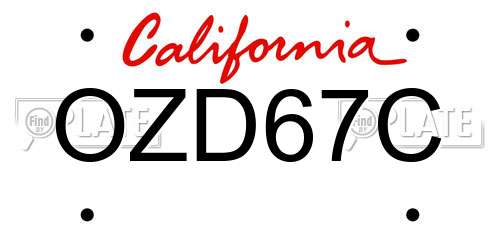 OZD67C California License Plate