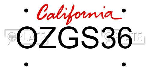 OZGS36 California License Plate