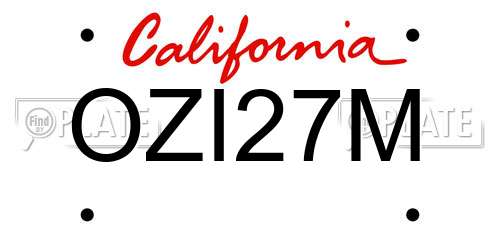 OZI27M California License Plate