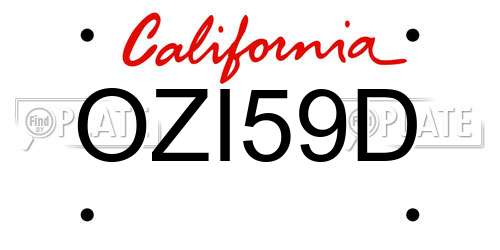 OZI59D California License Plate