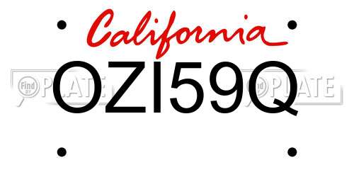 OZI59Q California License Plate