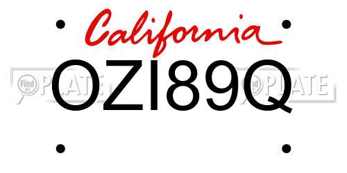 OZI89Q California License Plate
