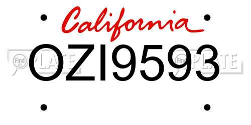 OZI9593 California License Plate