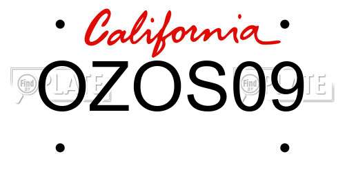 OZOS09 California License Plate