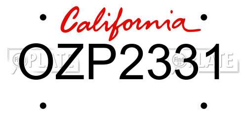 OZP2331 California License Plate