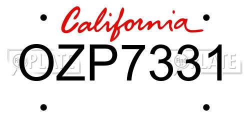 OZP7331 California License Plate