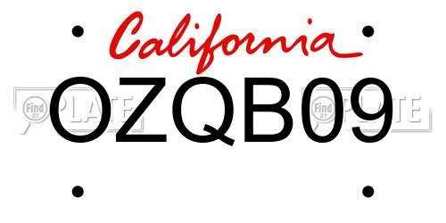 OZQB09 California License Plate