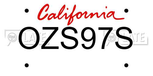 OZS97S California License Plate