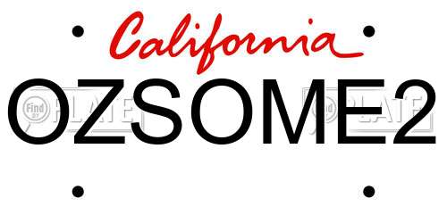 OZSOME2 California License Plate
