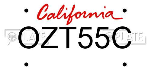OZT55C California License Plate