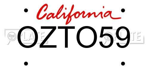 OZTO59 California License Plate