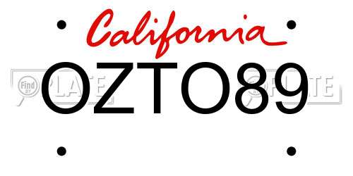 OZTO89 California License Plate