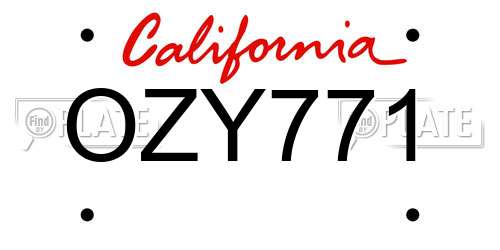OZY771 California License Plate