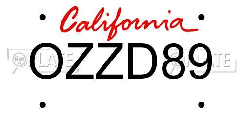 OZZD89 California License Plate