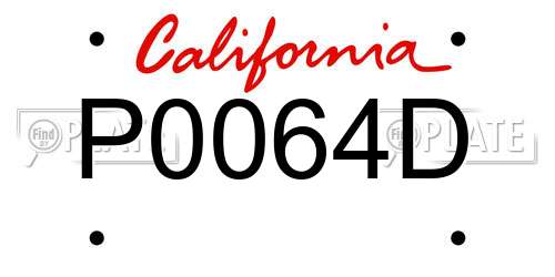 P0064D California License Plate