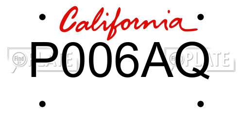 P006AQ California License Plate