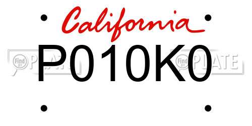 P010K0 California License Plate