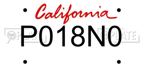 P018N0 California License Plate
